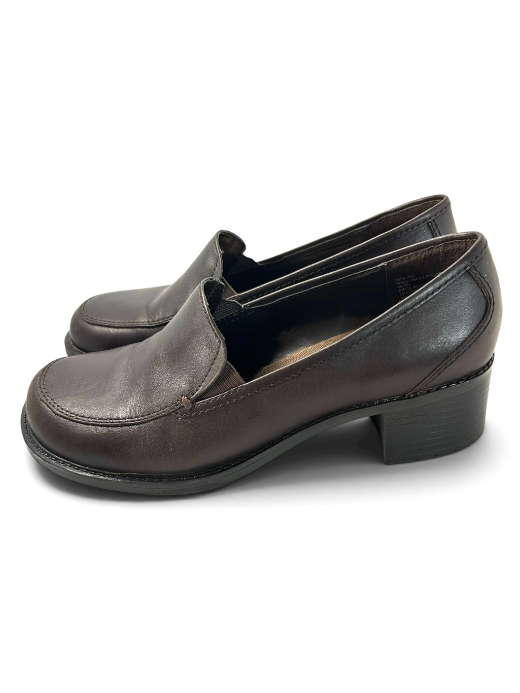 G.H. Bass Vintage Y2k Chocolate Brown Leather Block Heel Loafer 7 Classic Preppy
